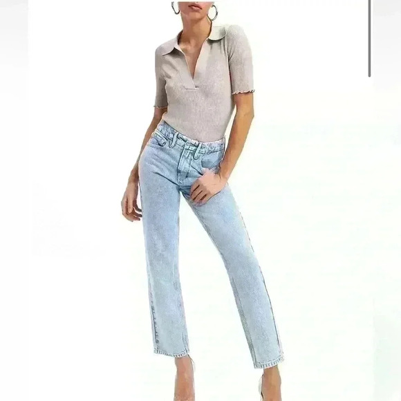 NWT Good American ribbed stretch cream polo size medium 2 - Picture 5 of 7